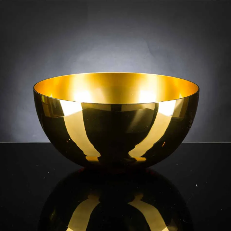 Runde Indoor-Vase aus mundgeblasenem Glas 24k Gold Finish Made in Italy - Golden Viadurini