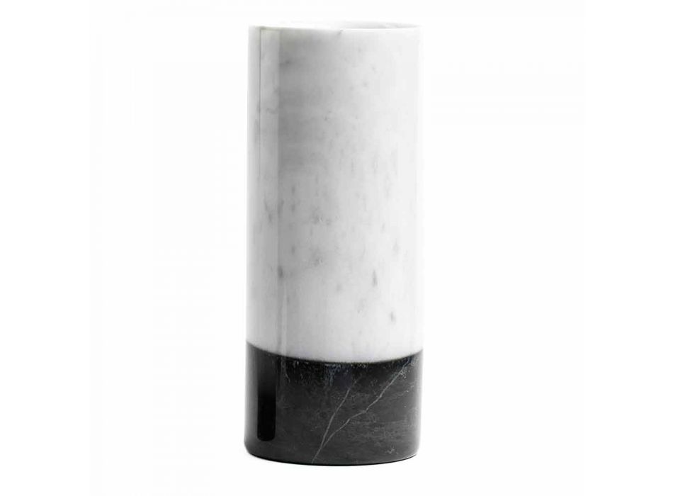 Zylindrische dekorative Vase aus Carrara-Marmor und Marquinia Made in Italy - Emory Viadurini