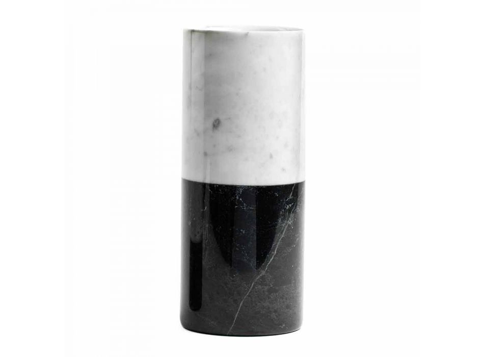 Zylindrische dekorative Vase aus Carrara-Marmor und Marquinia Made in Italy - Emory Viadurini