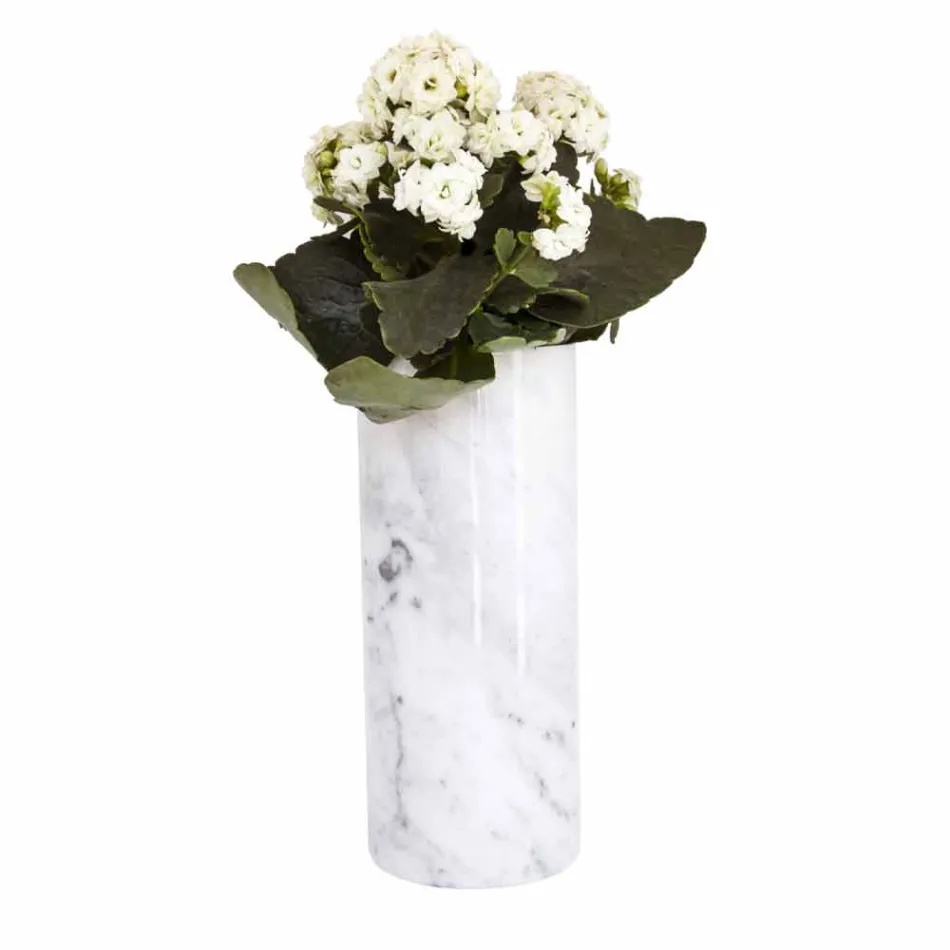 Weiße Carrara Marmor dekorative Vase Made in Italy Design - Nevea Viadurini