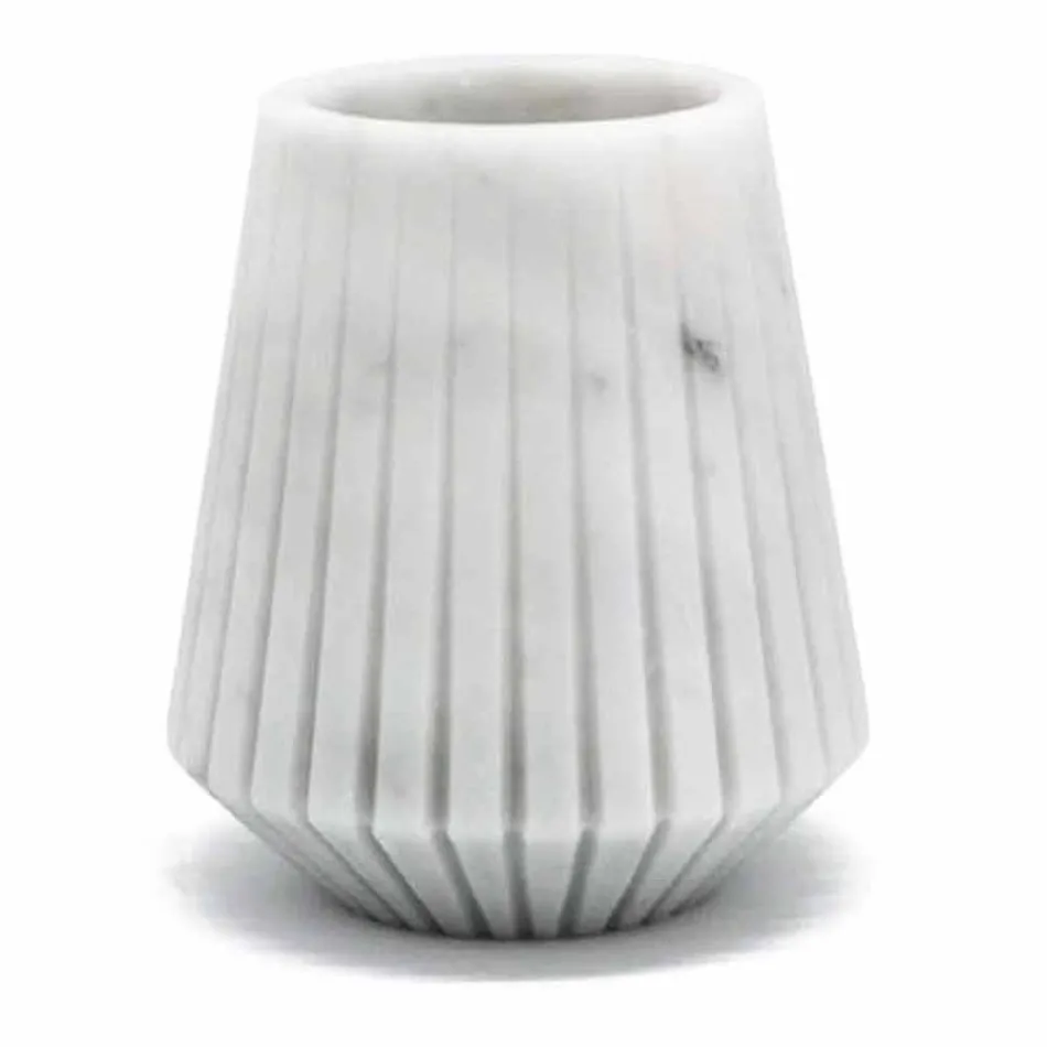 Moderne weiße Carrara Marmor dekorative Vase Made in Italy - Kairo Viadurini