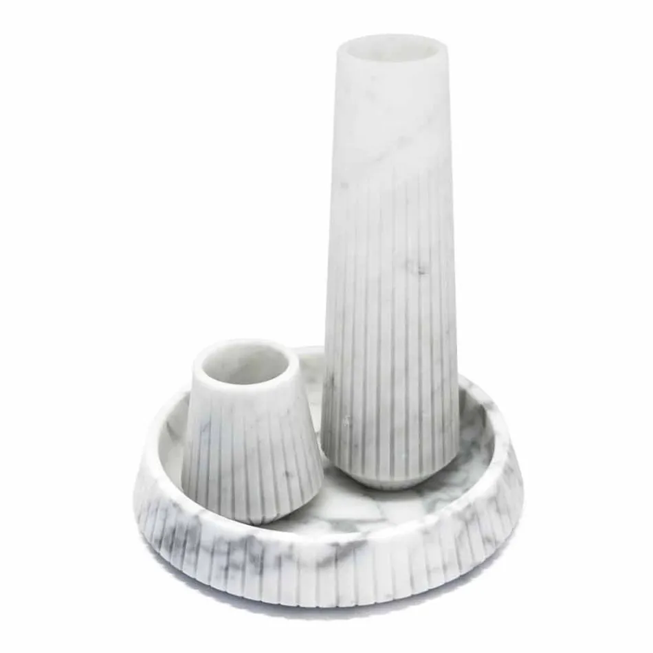 Moderne weiße Carrara Marmor dekorative Vase Made in Italy - Kairo Viadurini