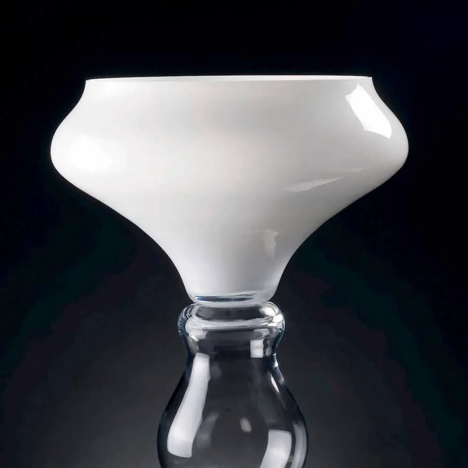 Moderne dekorative Vase aus weißem und transparentem Glas Made in Italy - Vulcano Viadurini