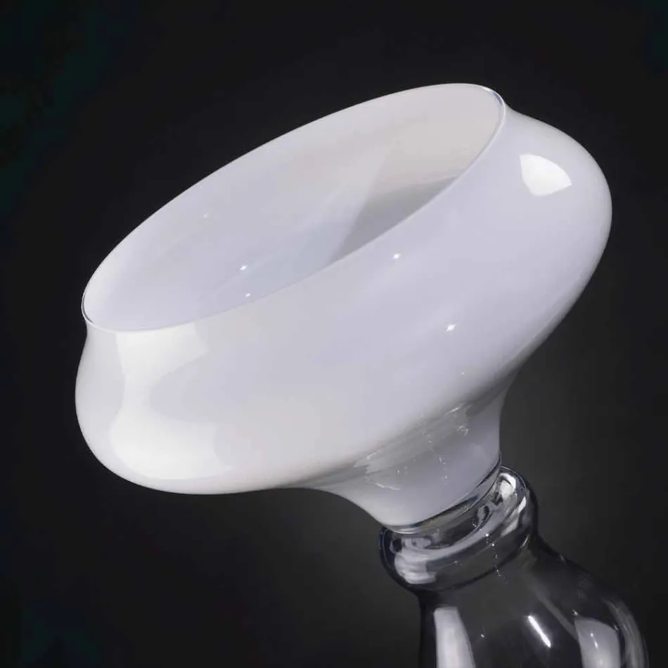 Moderne dekorative Vase aus weißem und transparentem Glas Made in Italy - Vulcano Viadurini