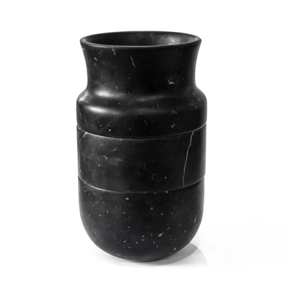 Vasendekor aus weißem Carrara-Marmor und schwarzem Marquinia-Design - Calar Viadurini