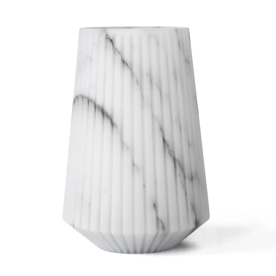 Vase aus weißem Carrara-Marmor oder schwarzem Portoro-Streifen-Design - Kairo Viadurini