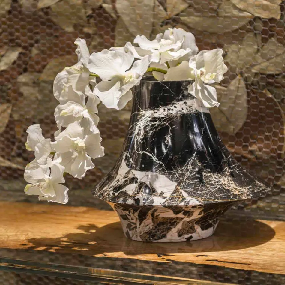 Elegante Indoor-Vase aus weißem und schwarzem Marmor Made in Italy - Original Viadurini
