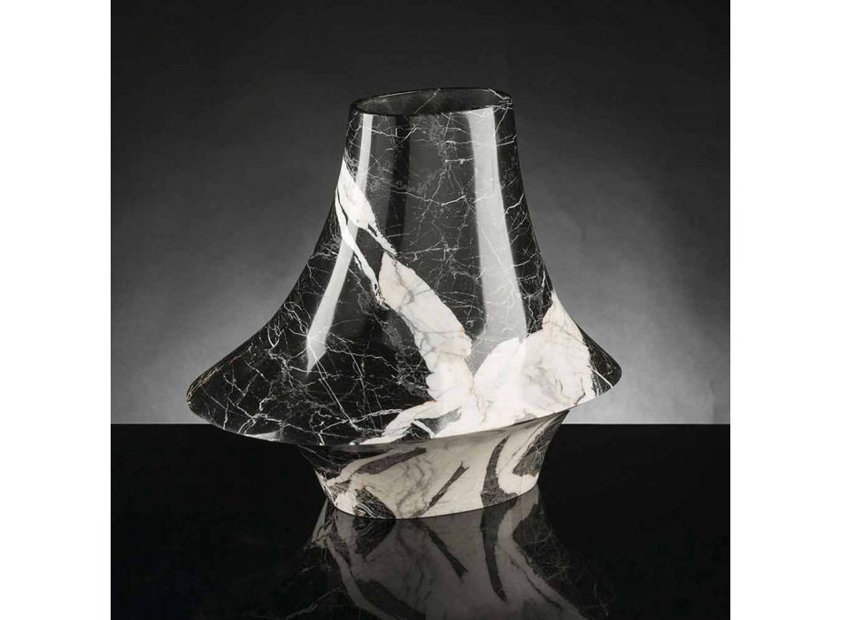 Elegante Indoor-Vase aus weißem und schwarzem Marmor Made in Italy - Original Viadurini