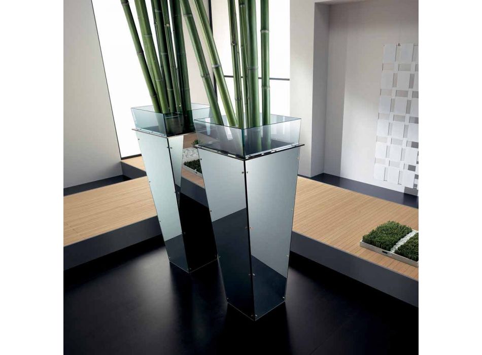 Freistehende Vase aus Glas und austauschbaren Paneelen 3 Dimensionen - Ghenna Viadurini