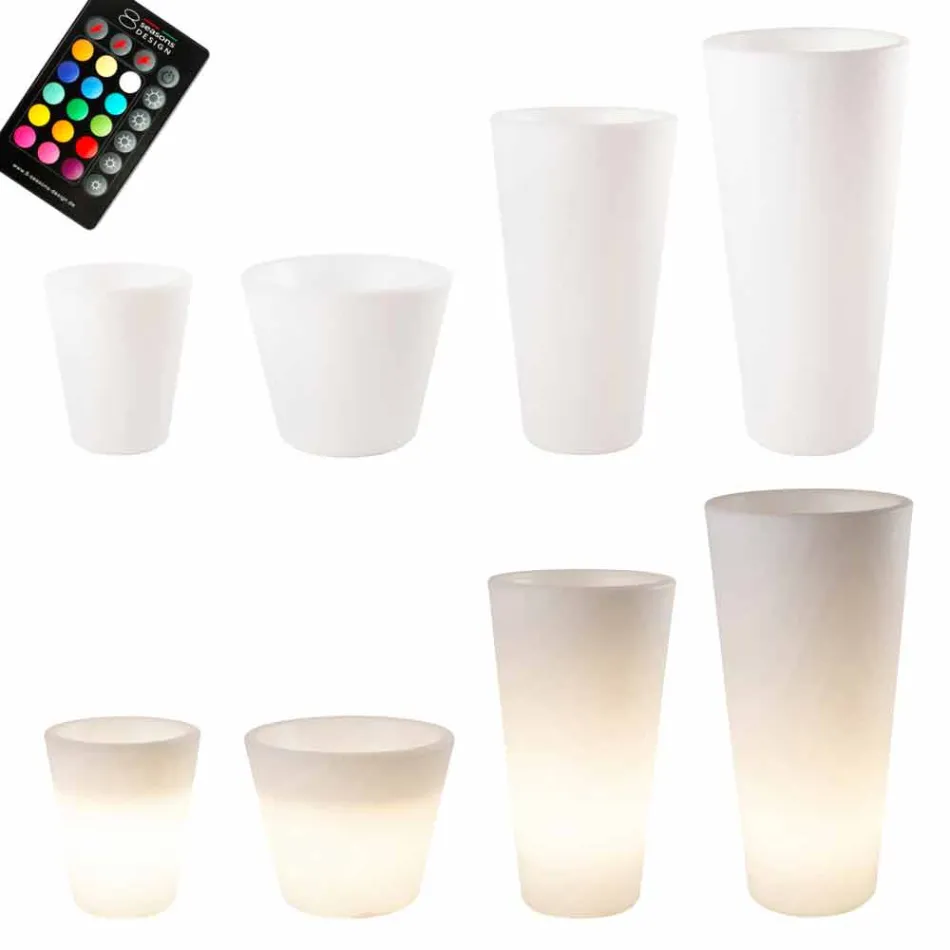 Mehrfarbiger oder Solar LED beleuchteter Topf für Garten oder Wohnzimmer - Vasostar Viadurini