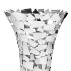 Vase aus Glas und silbernem Metall mit luxuriöser geometrischer Dekoration - Chirico Viadurini