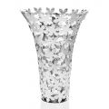 Luxus Design Vase aus Glas und versilbertem Metall mit Blumendekor - Floriano