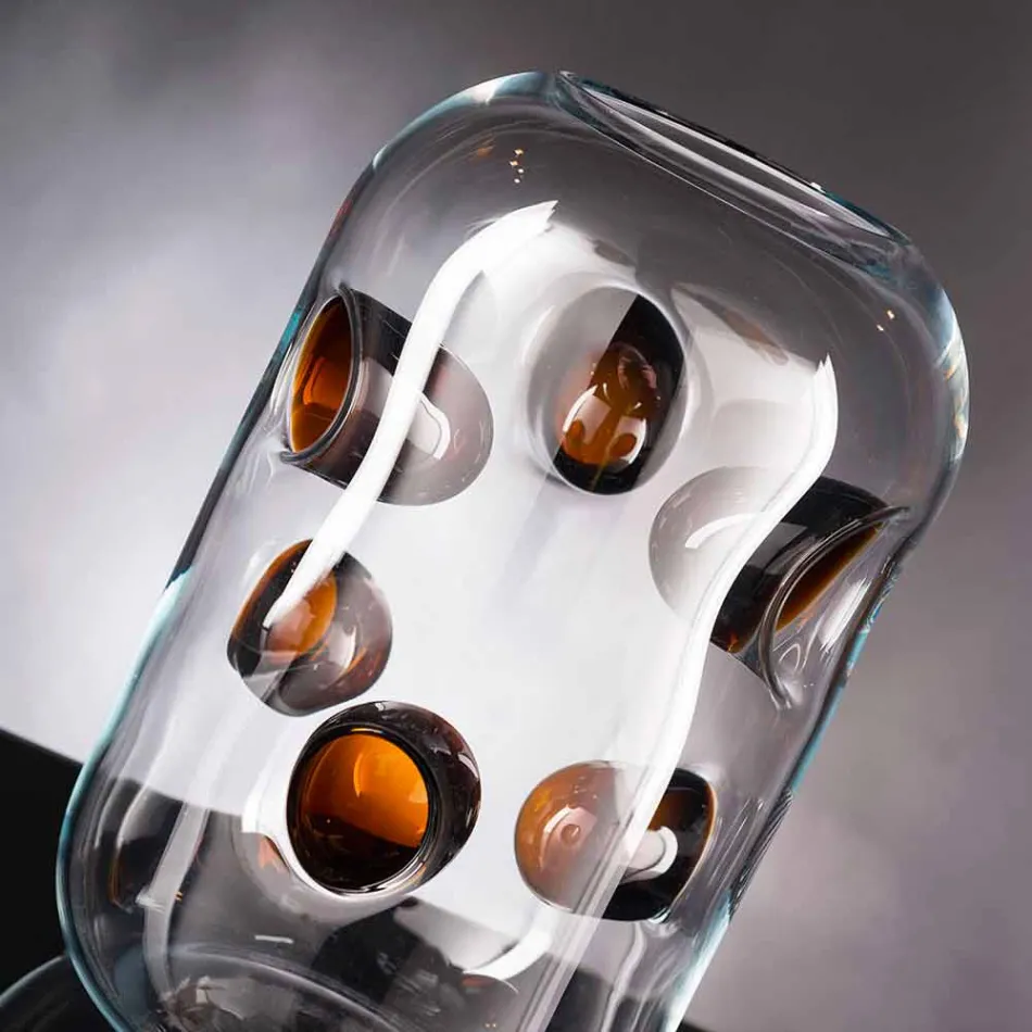 Vase aus mundgeblasenem Muranoglas mit farbigen Details Made in Italy - Trapani Viadurini