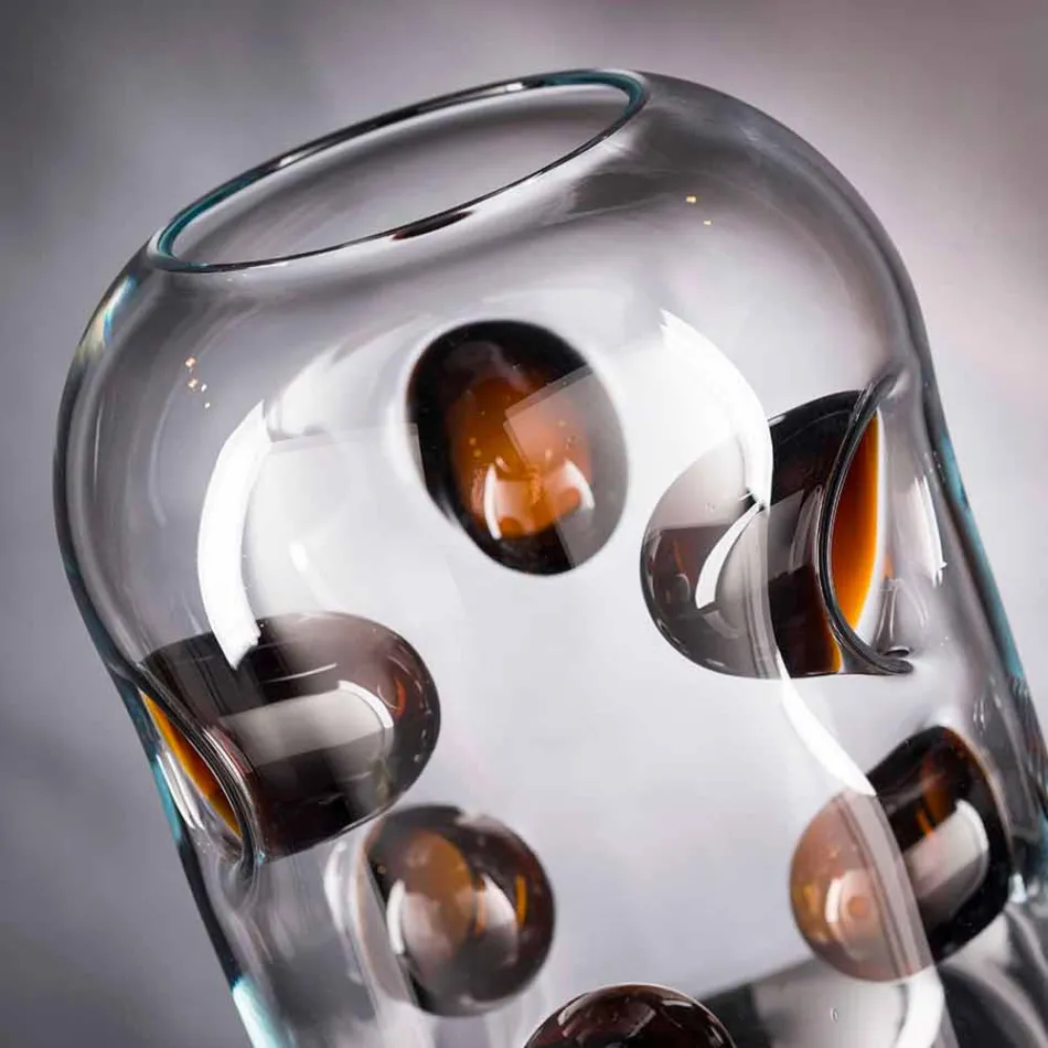 Vase aus mundgeblasenem Muranoglas mit farbigen Details Made in Italy - Trapani Viadurini