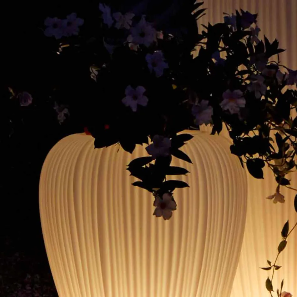 Modernes Design Leuchtende Außenvase aus Polyethylen, 2 Stück - Haut von Myyour Viadurini