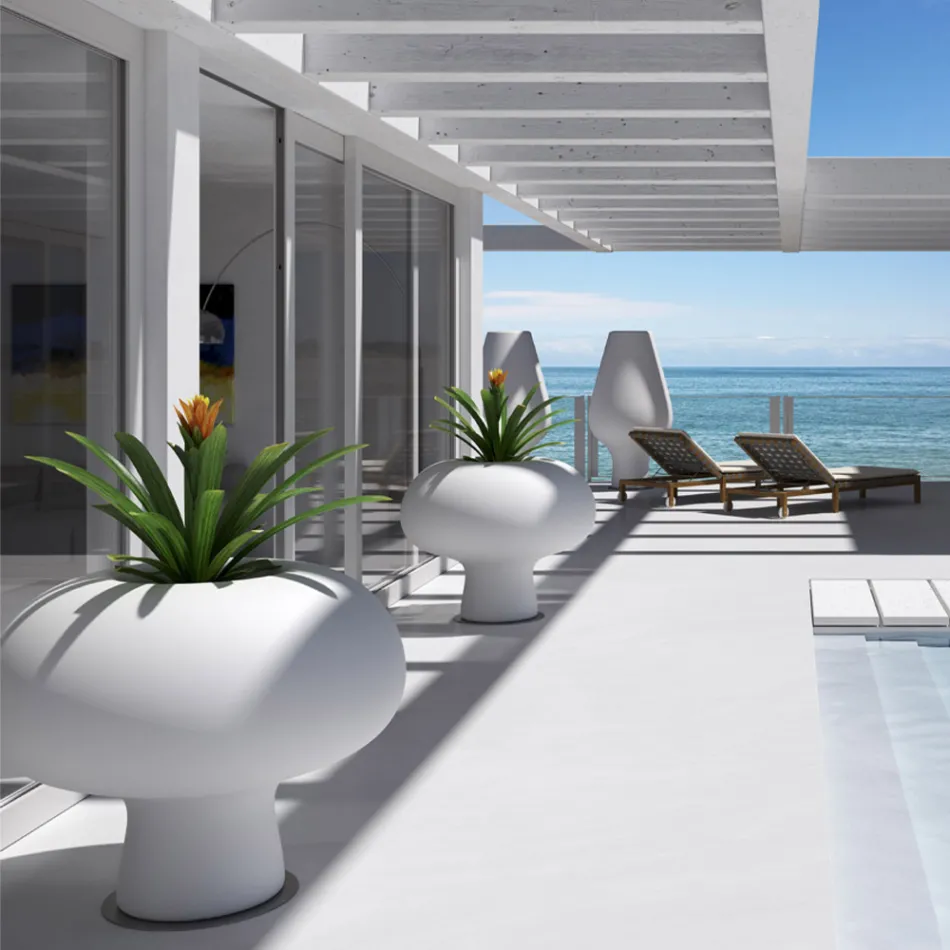 Outdoor-Leuchtvase aus Polyethylen mit LED-Licht Made in Italy - Boba Viadurini