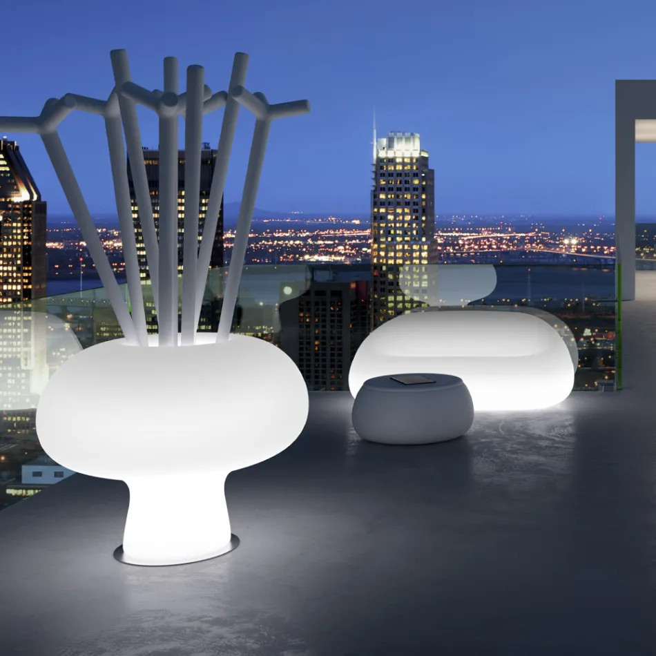 Outdoor-Leuchtvase aus Polyethylen mit LED-Licht Made in Italy - Boba Viadurini