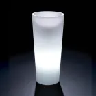 Hohe, beleuchtete Vase für den Innenbereich aus perlmuttfarbenem Polyethylen, hergestellt in Italien - Divid Viadurini