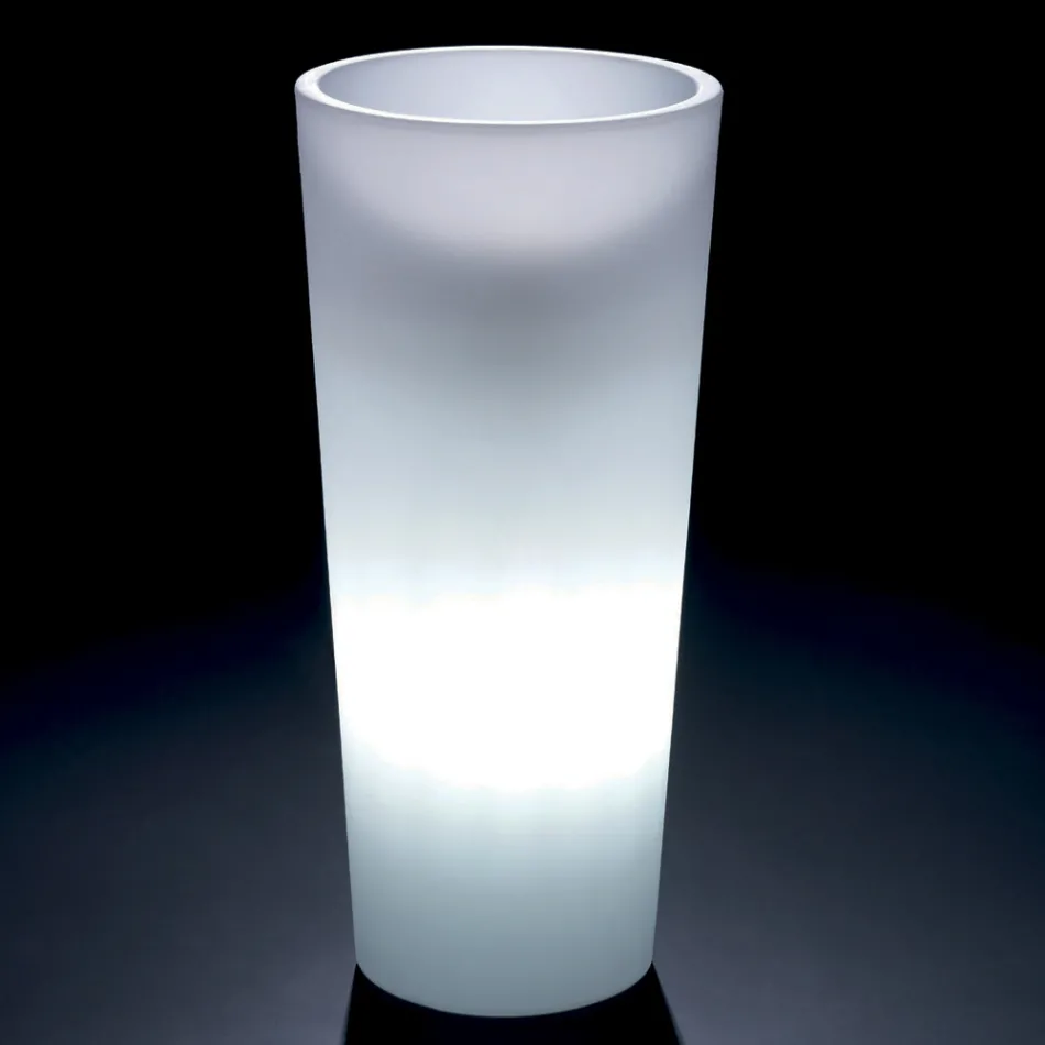 Hohe, beleuchtete Vase für den Innenbereich aus perlmuttfarbenem Polyethylen, hergestellt in Italien - Divid Viadurini