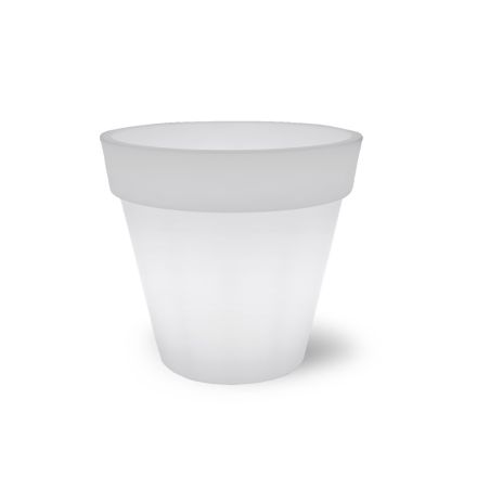 Helle Vase für den Außenbereich aus weißem Polyethylen Made in Italy - Taralla Viadurini