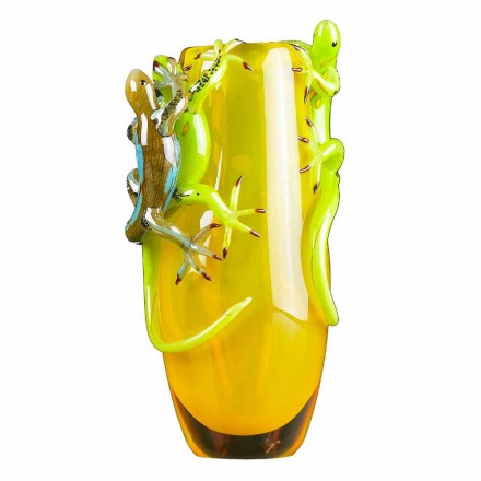 Dekorative Vase aus farbigem Glas, handgefertigt in Italien - Geco Viadurini