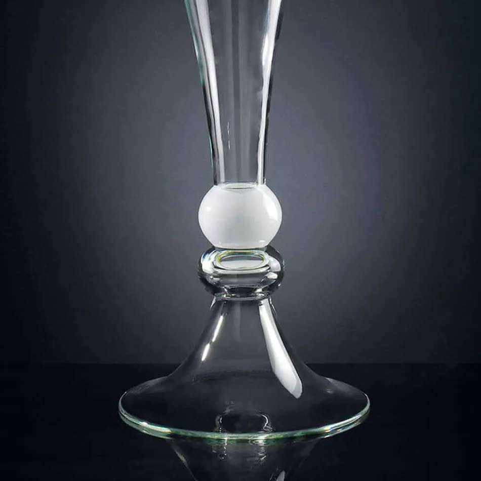Ornamentale Vase aus transparentem Glas mit weißer Kugel Made in Italy - Vanissa Viadurini