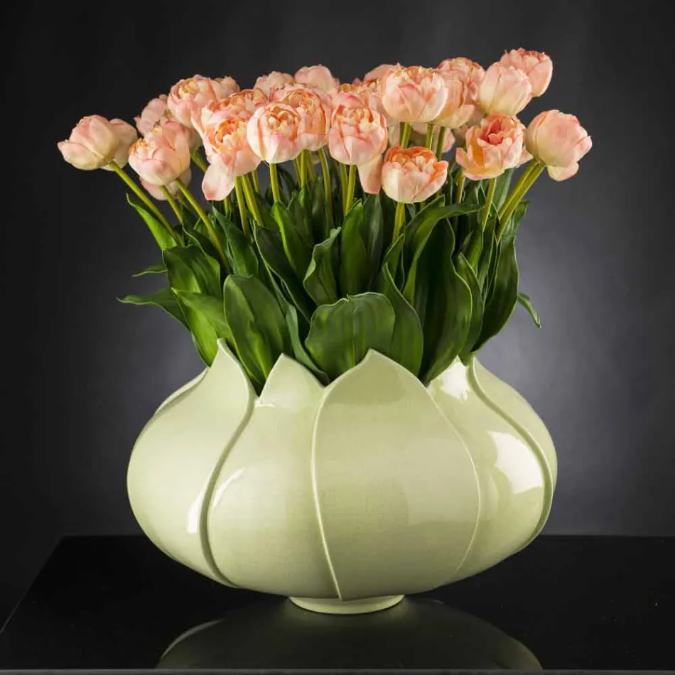 Moderne dekorative Vase aus farbiger Keramik, handgefertigt in Italien - Onyx Viadurini