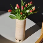 Zylindrische Vase/Kerzenhalter aus Satinmarmor Made in Italy - Shoyo Viadurini