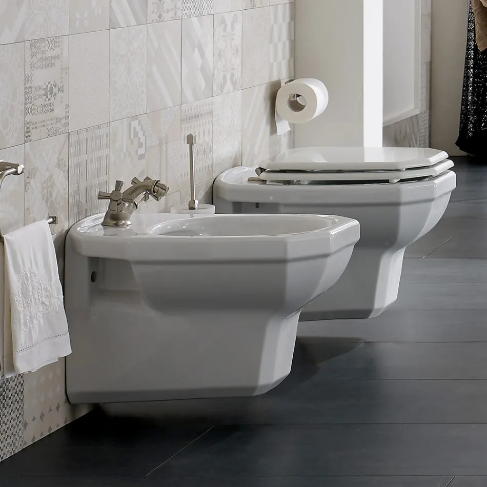 Weiße Keramik-Hängevase im klassischen Stil, Made in Italy - Nausica Viadurini