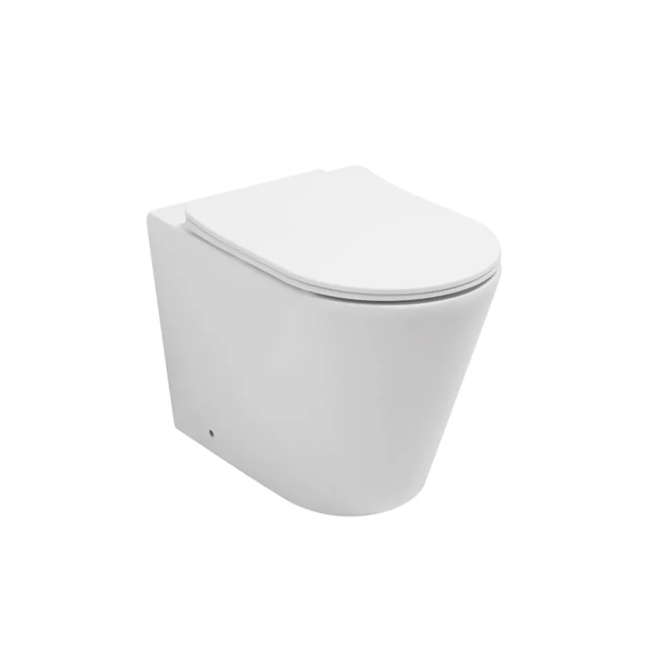 Boden-WC mit schmalem Soft-Close-Sitz aus weißer Keramik - Salice Viadurini