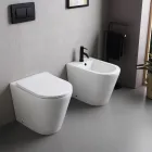 Boden-WC mit schmalem Soft-Close-Sitz aus weißer Keramik - Salice Viadurini