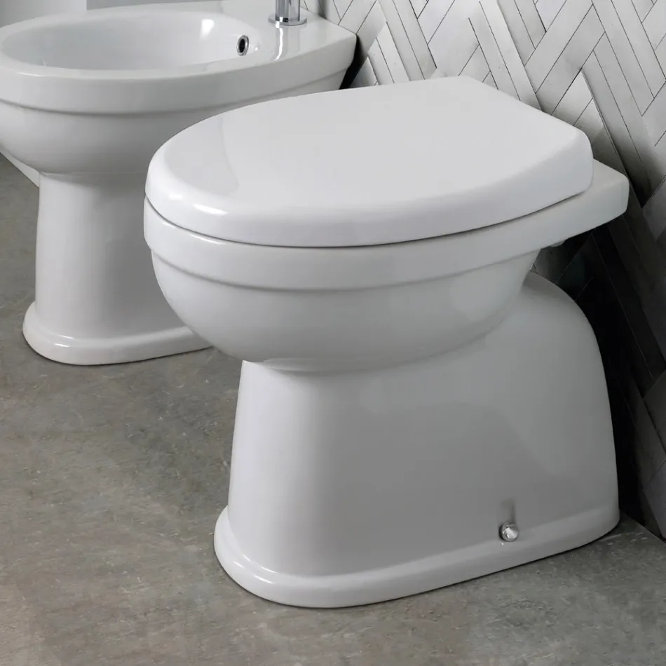 Bodenstehende Keramiktoilette mit Polyestersitz und modernem Design - Silica Viadurini