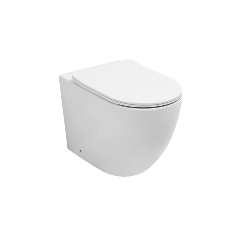Boden-WC mit Soft-Close-Sitz aus weißer Keramik - Elm Viadurini