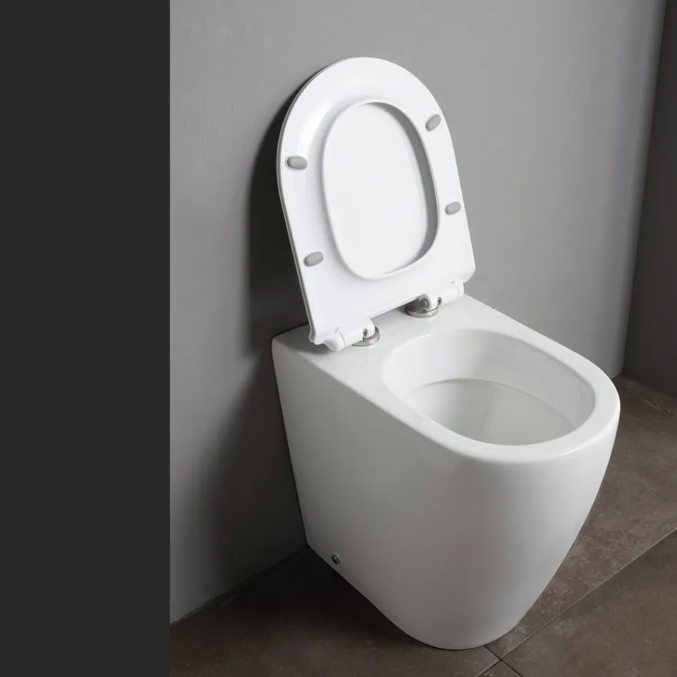 Oleander Keramik-WC mit ausziehbarer Spülung und Soft-Close-Sitz Viadurini
