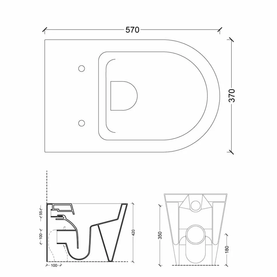 Moderne weiße Keramik Toilettenschüssel Sun Round 57x37 cm in Italien hergestellt Viadurini
