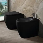 Aster Zweifarbige, matte Keramik-Toilette ohne Spülrand mit Soft-Close-Sitz   Viadurini