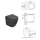 Aster Zweifarbige, matte Keramik-Toilette ohne Spülrand mit Soft-Close-Sitz   Viadurini