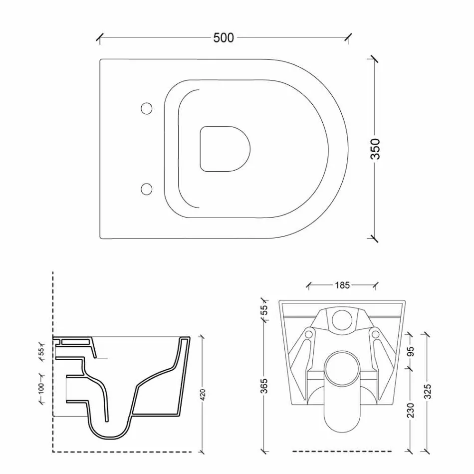 Modernes Design-Wand- Keramik-Toilettenschüssel Shine Square, made in Italy Viadurini