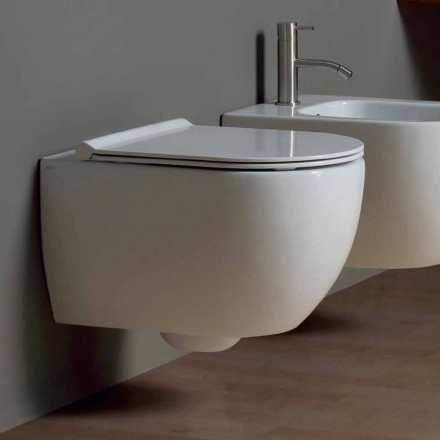 Modernes Design Keramik Wand hing Toilette Star 50x35 in Italien hergestellt Viadurini