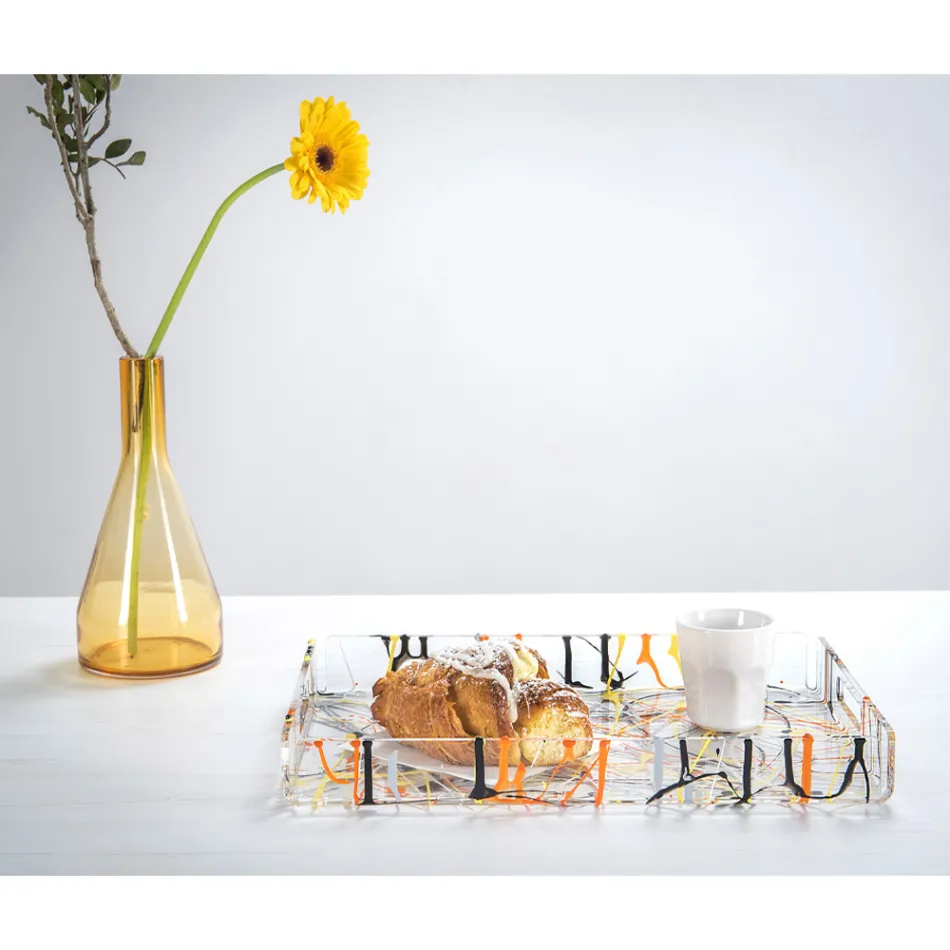 Mehrfarbiges Tablett aus Plexiglas in 2 Größen Made in Italy - Mehrfarbig Viadurini