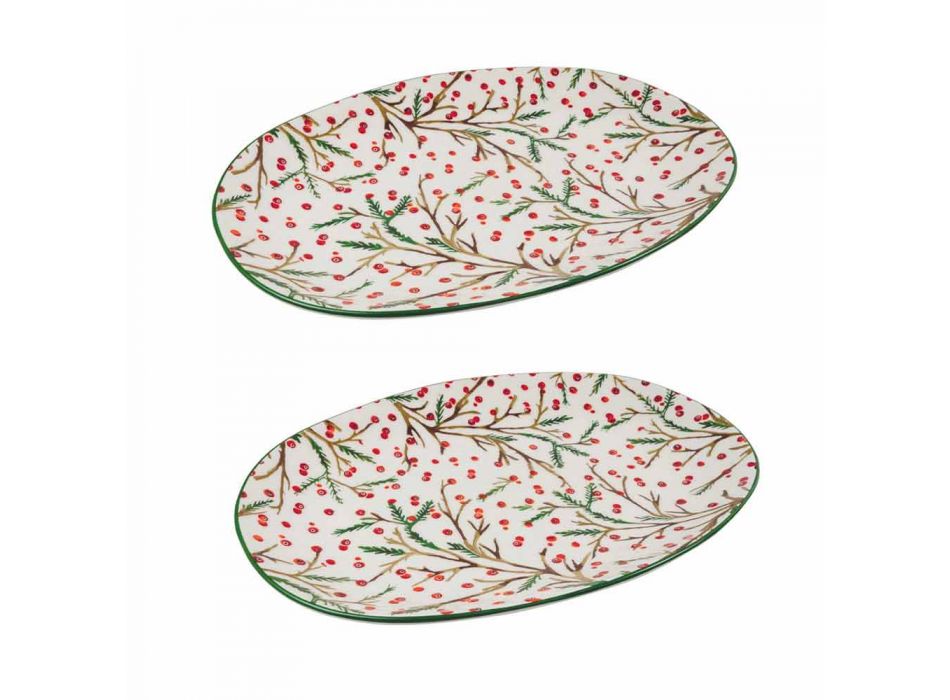Weihnachtstablett Oval Porzellan Servierteller 2 Stück - Metzgerbesen Viadurini