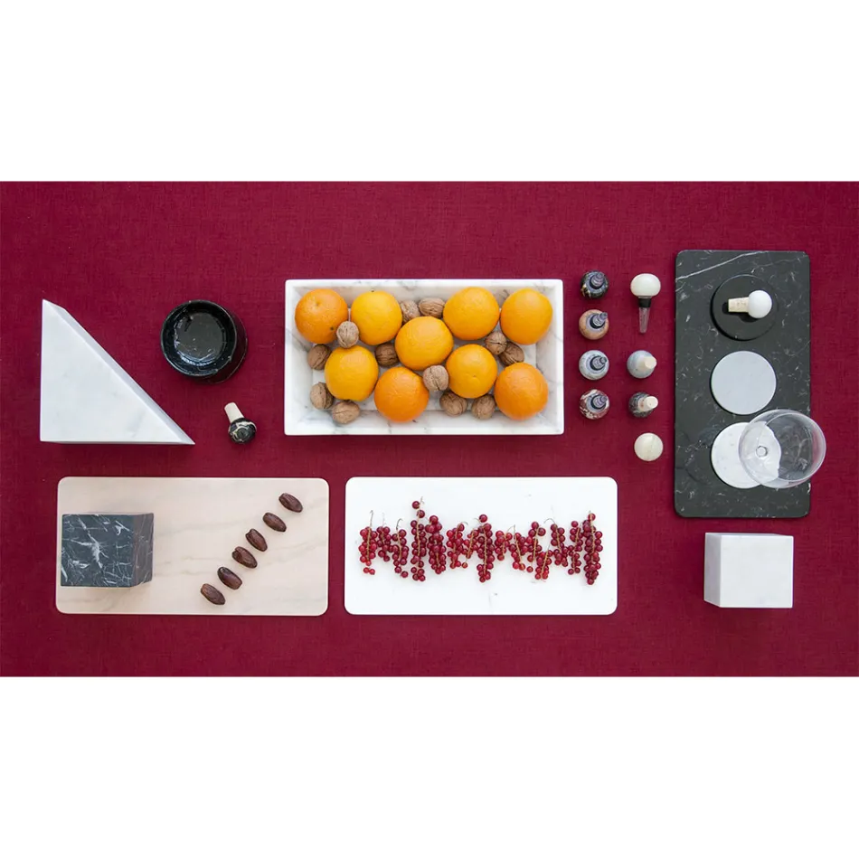 Rechteckiges Tablett aus weißem Carrara-Marmor Made in Italy - Vassili Viadurini