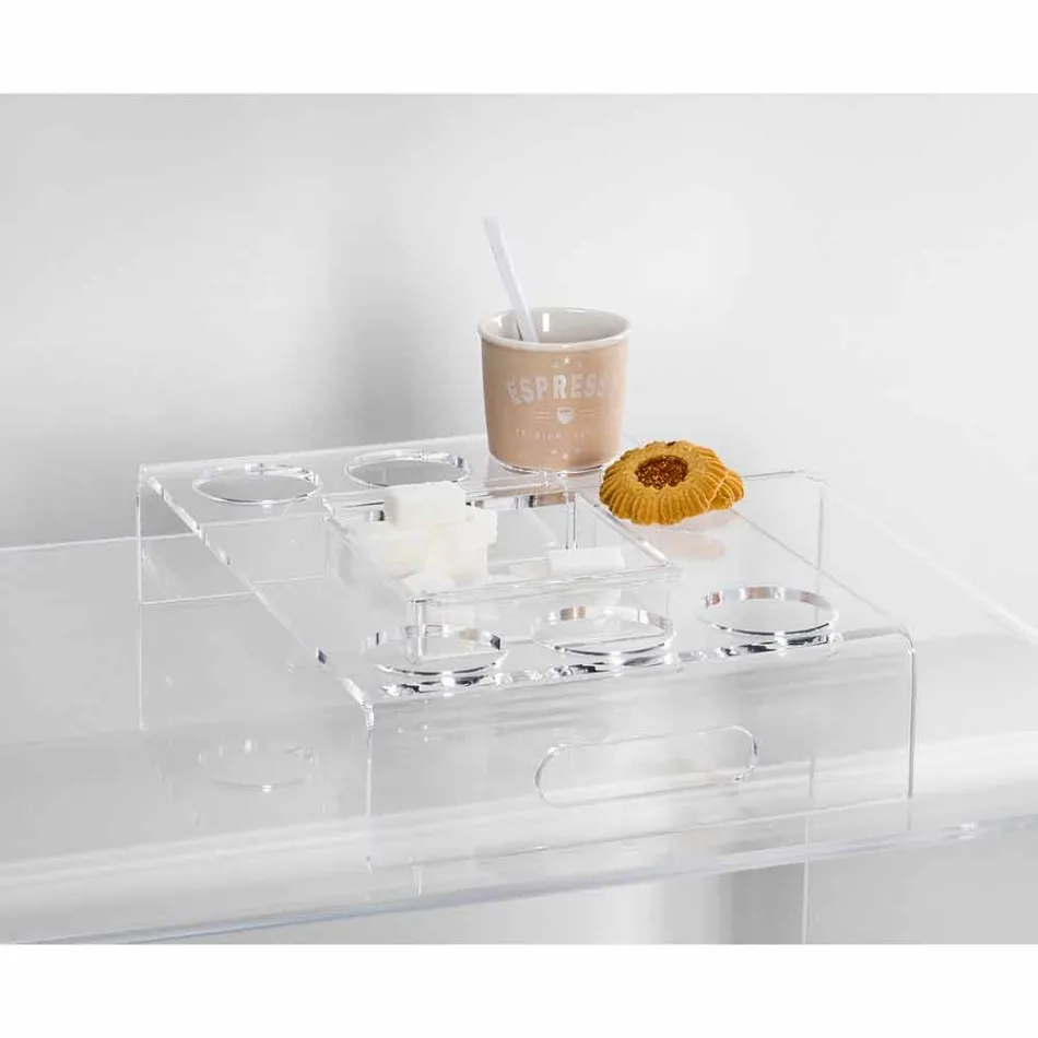 Erhöhtes Tablett aus transparentem Plexiglas 6 oder 8 Kaffee Design 2 Stück - Cracco Viadurini