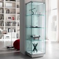 Säulenvitrine aus transparentem Glas mit rechtem oder linkem Knopf - Antonia