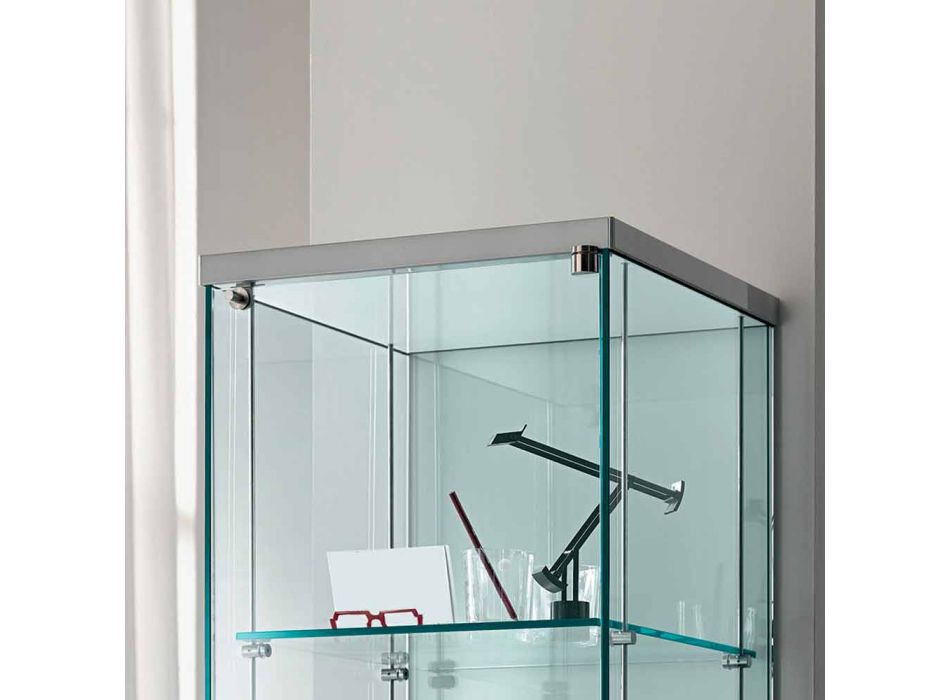 Säulenvitrine aus transparentem Glas mit rechtem oder linkem Knopf - Antonia Viadurini