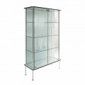 Wandvitrine aus transparentem Glas und Metall mit 2 Designtüren - Lorella