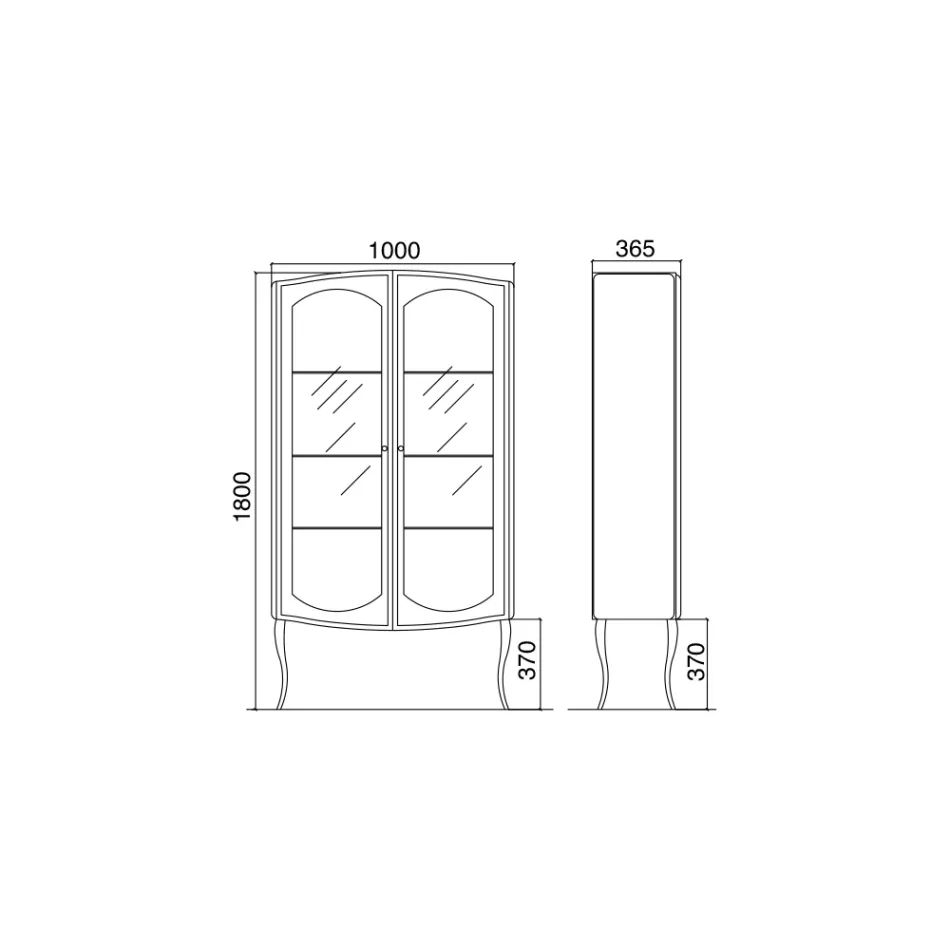 Vitrine komplett mit zwei Türen und drei Glasböden, hergestellt in Italien – Candy Viadurini