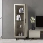 Wohnzimmervitrine mit 1 Tür aus MDF, Nickel-Finish, Made in Italy – Hilde Viadurini