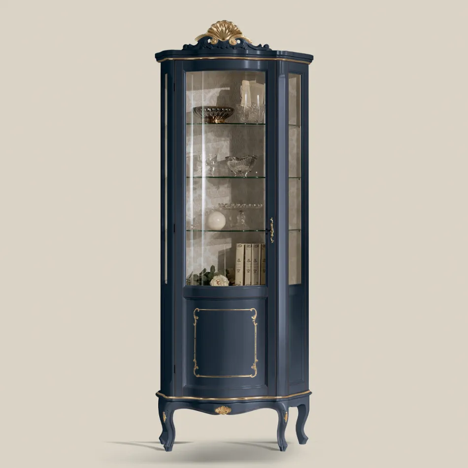 Wohnzimmer Vitrine aus Holz mit 1 Luxustür Made in Italy - Leonor Viadurini