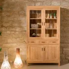 Sanda Wohnzimmer-Vitrine aus massivem Teakholz mit 4 Türen und 3 Schubladen Viadurini